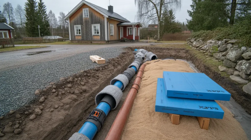 frostskydd av vatten och avloppsledningar p tomten r tt djup isolering och v rmekabel steg f r steg